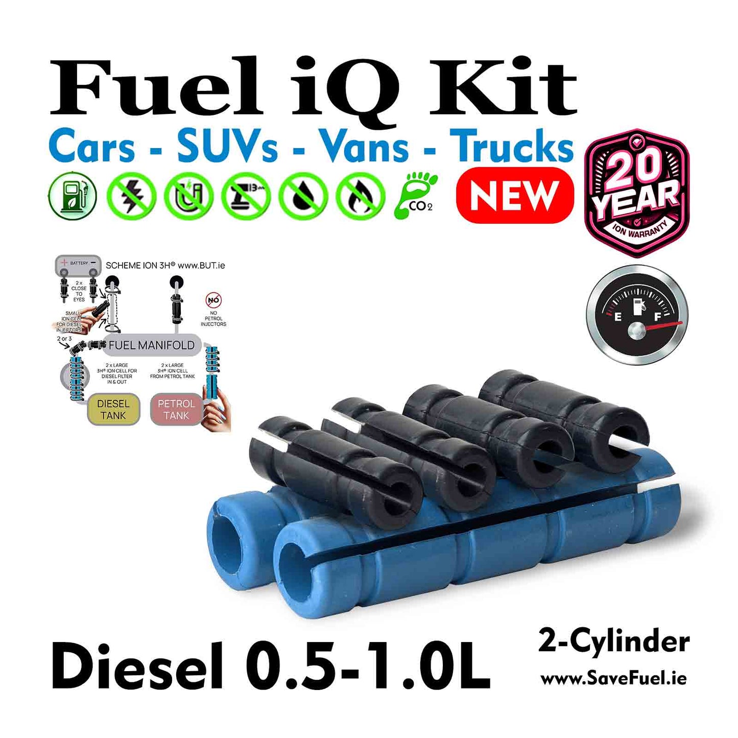 Ion kit for Car Boat 0.5-1.0L Diesel 2-Cylinder engine 3H® HHO FACTORY, Ltd